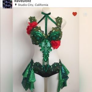 Gorgeous Handmade Poison Ivy Rave Costume. NWT